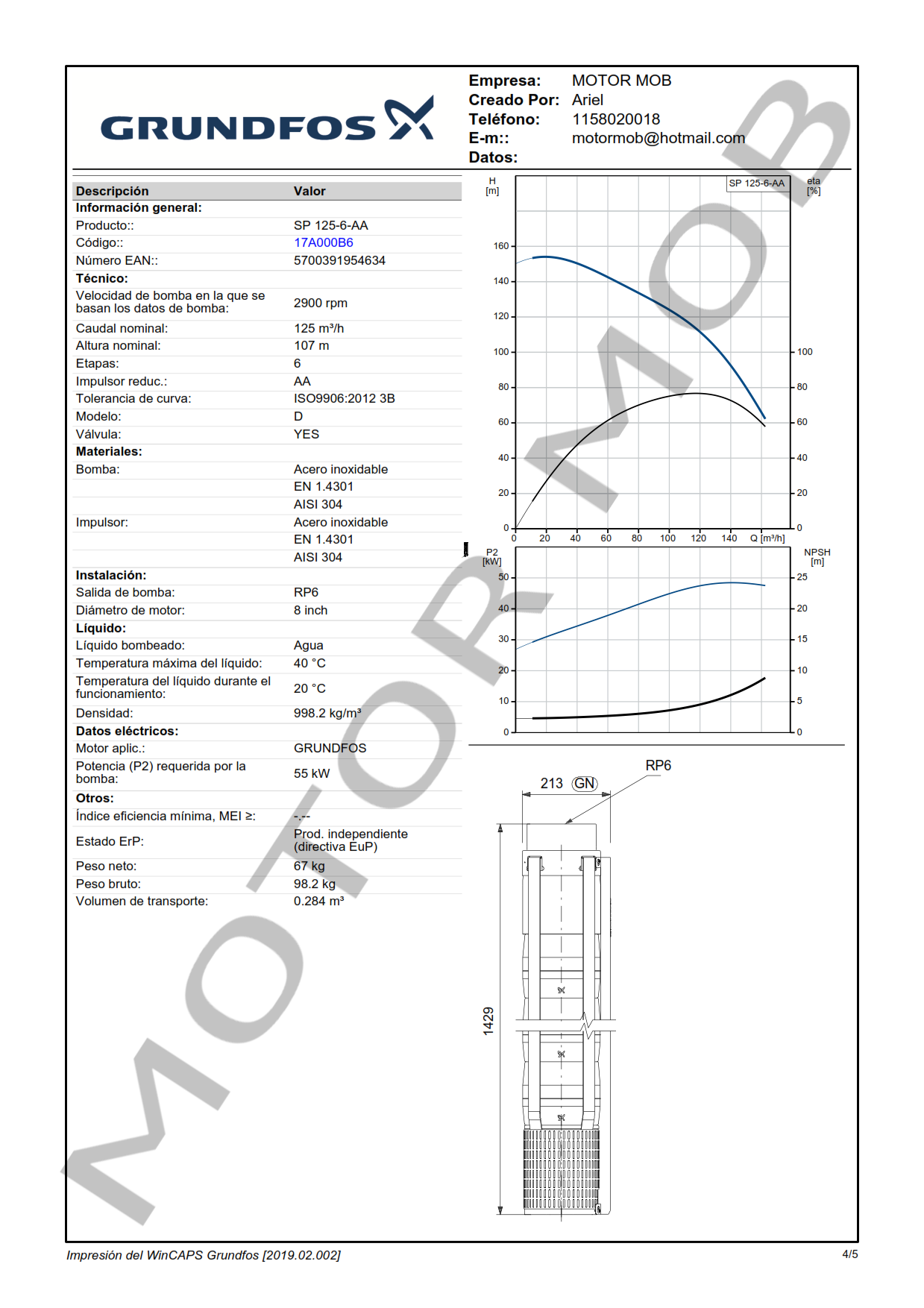 GRUNDFOS SP 125-6-AA ARTICULO 17A000B6 MOTOR MOB_004