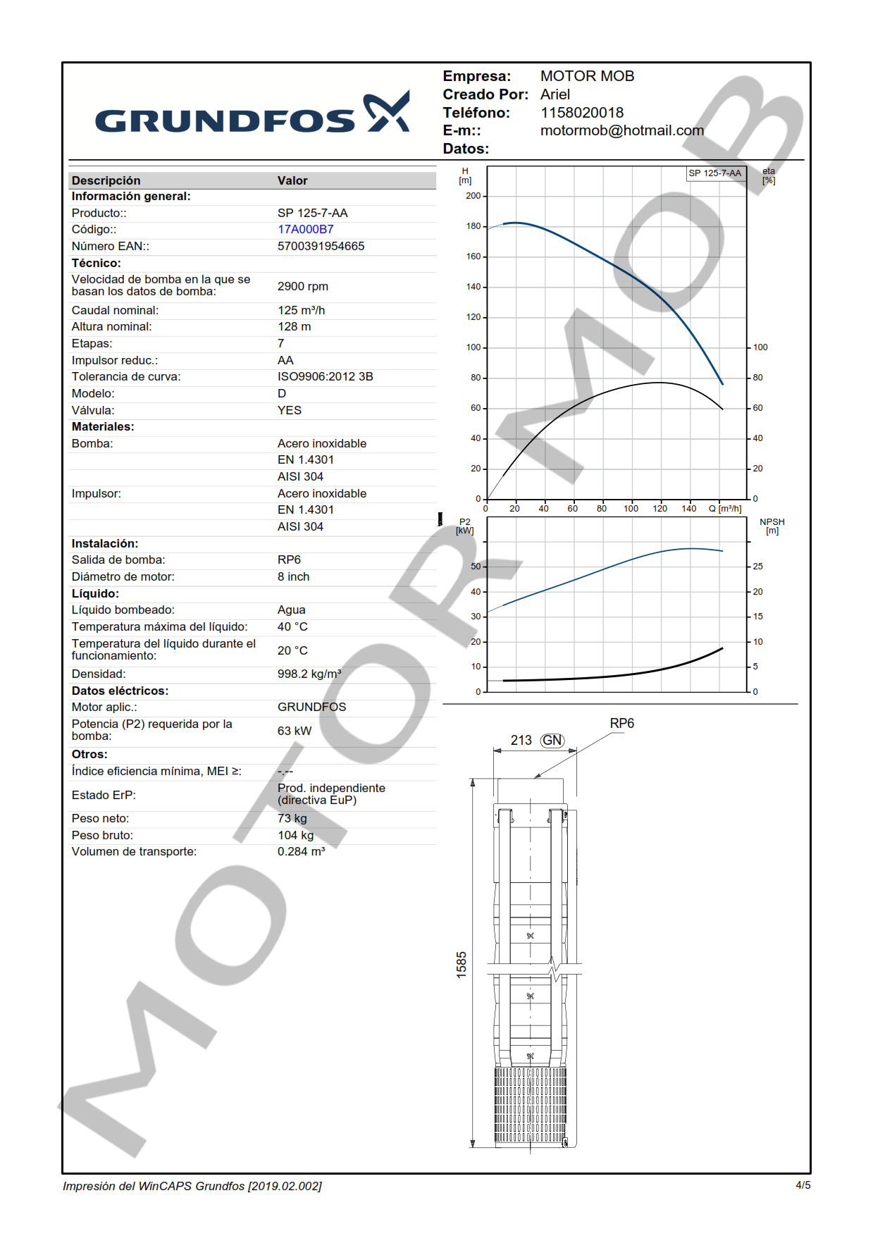 GRUNDFOS SP 125-7-AA ARTICULO 17A000B7 MOTOR MOB_004