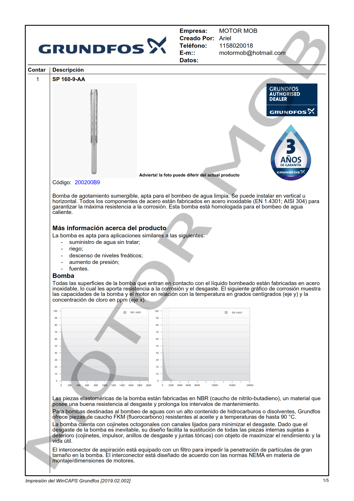 GRUNDFOS SP 160-9-AA ARTICULO 200200B9 MOTOR MOB_001