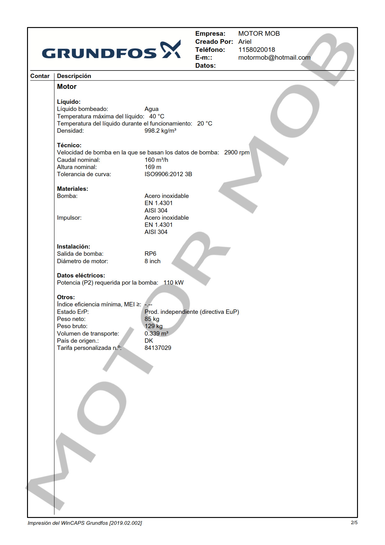 GRUNDFOS SP 160-9-AA ARTICULO 200200B9 MOTOR MOB_002