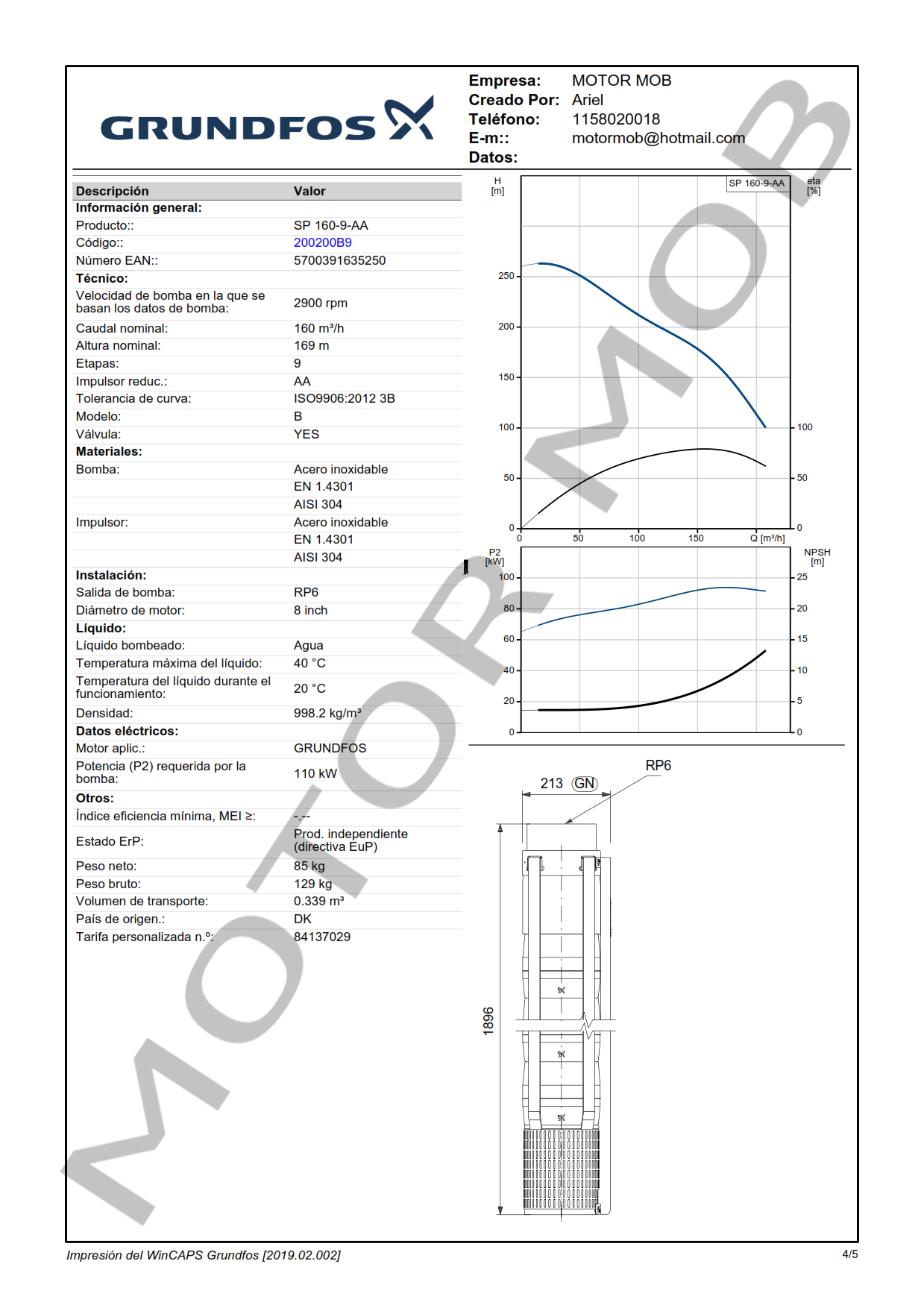 GRUNDFOS SP 160-9-AA ARTICULO 200200B9 MOTOR MOB_004