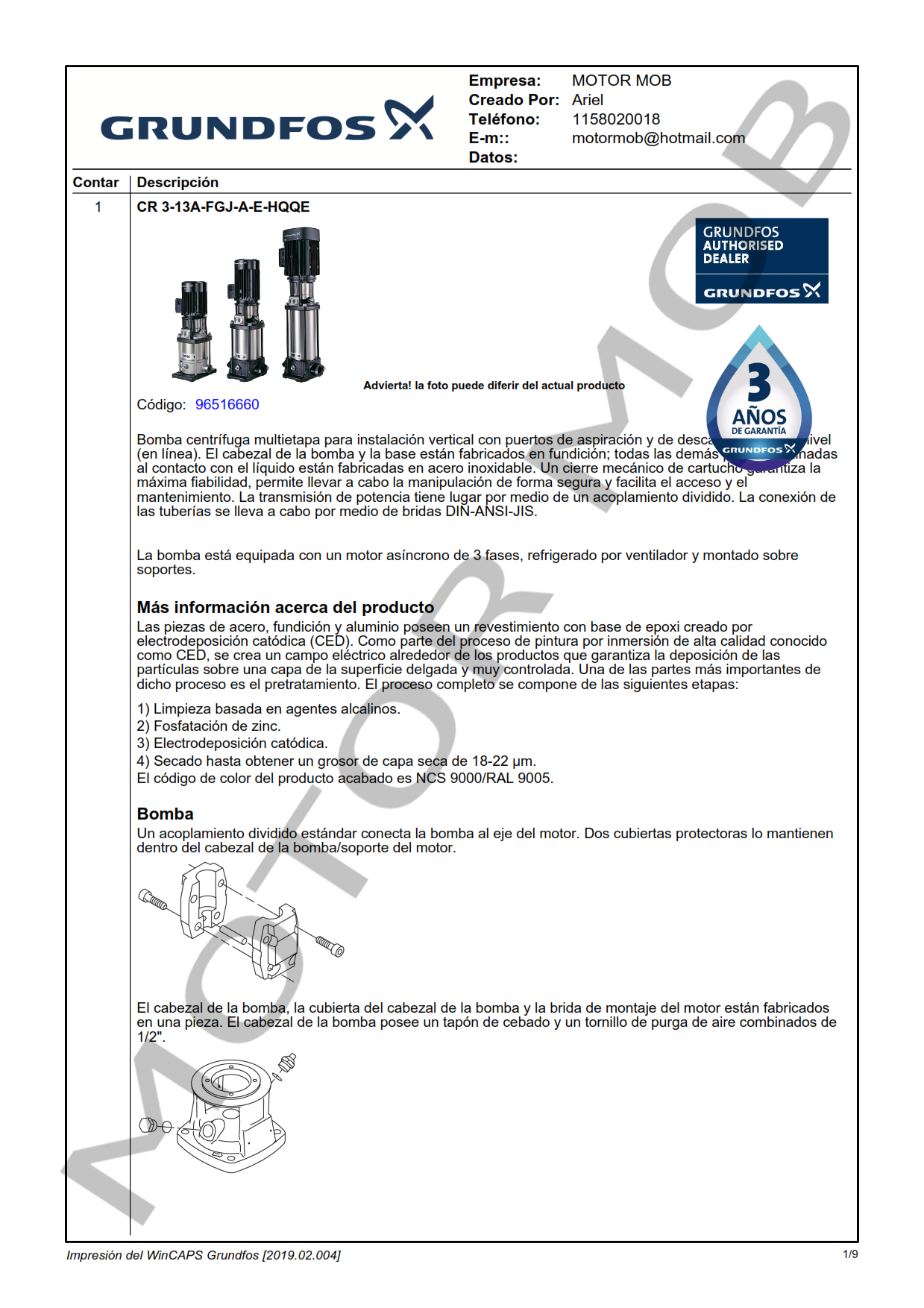 GRUNDFOS CR3-13 ARTICULO 96516660 MOTOR MOB_001