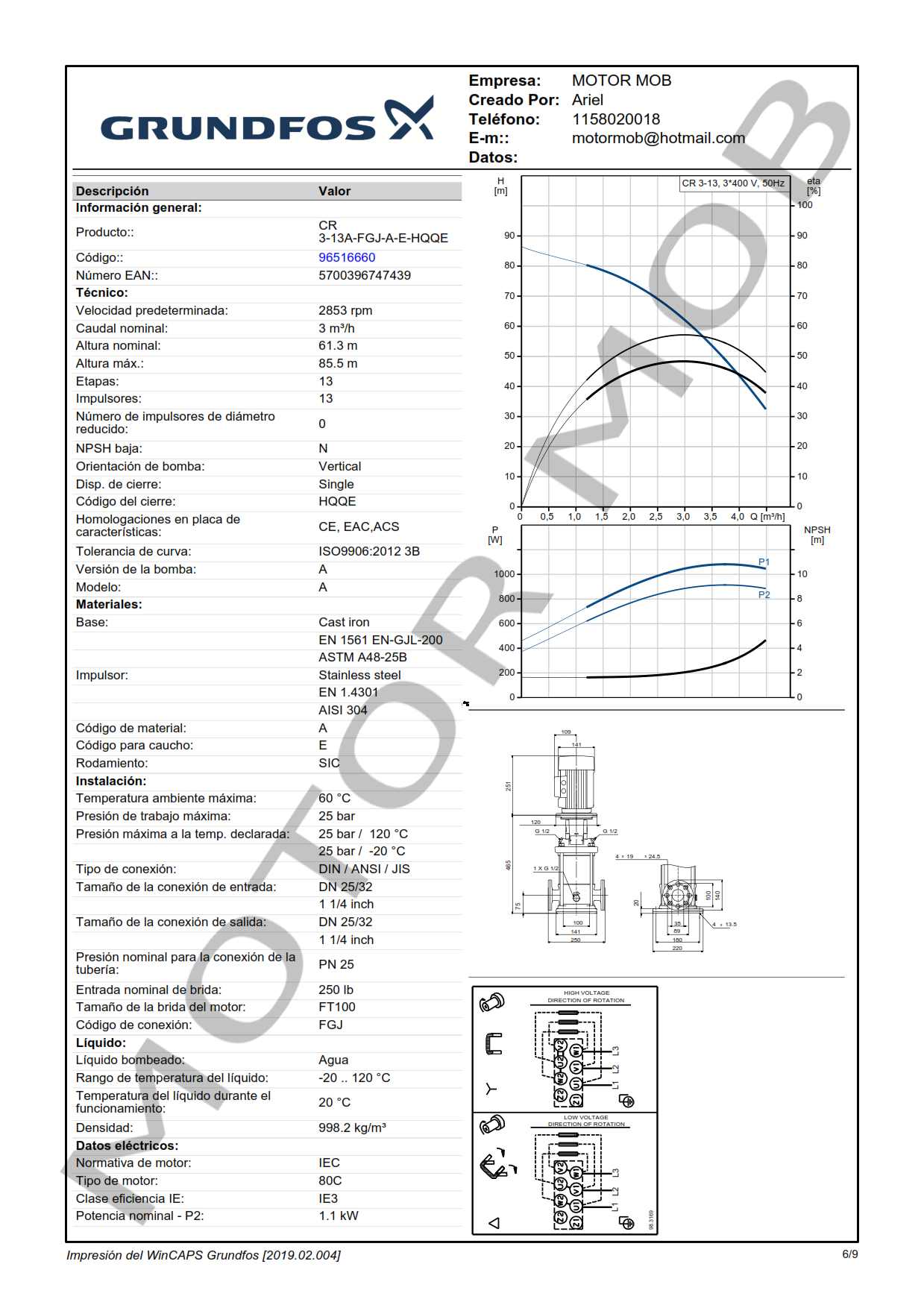 GRUNDFOS CR3-13 ARTICULO 96516660 MOTOR MOB_006