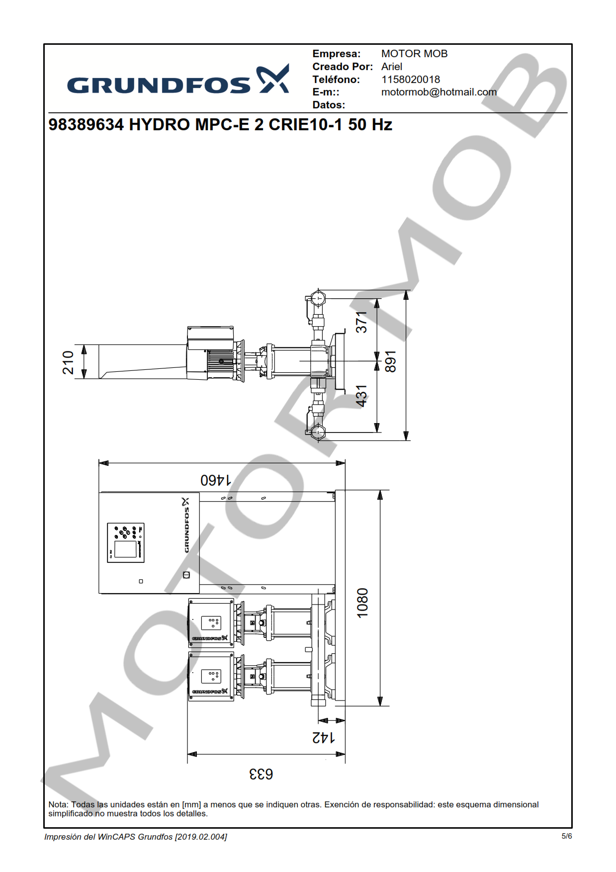 GRUNDFOS HYDRO MPC-E CRE 10-1 ARTICULO 98389634 MOTOR MOB_005