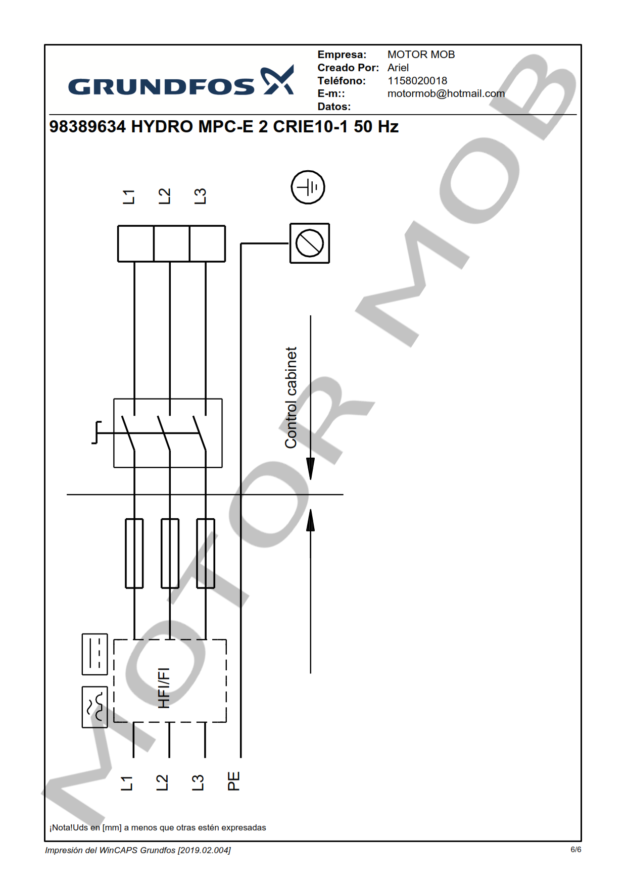 GRUNDFOS HYDRO MPC-E CRE 10-1 ARTICULO 98389634 MOTOR MOB_006
