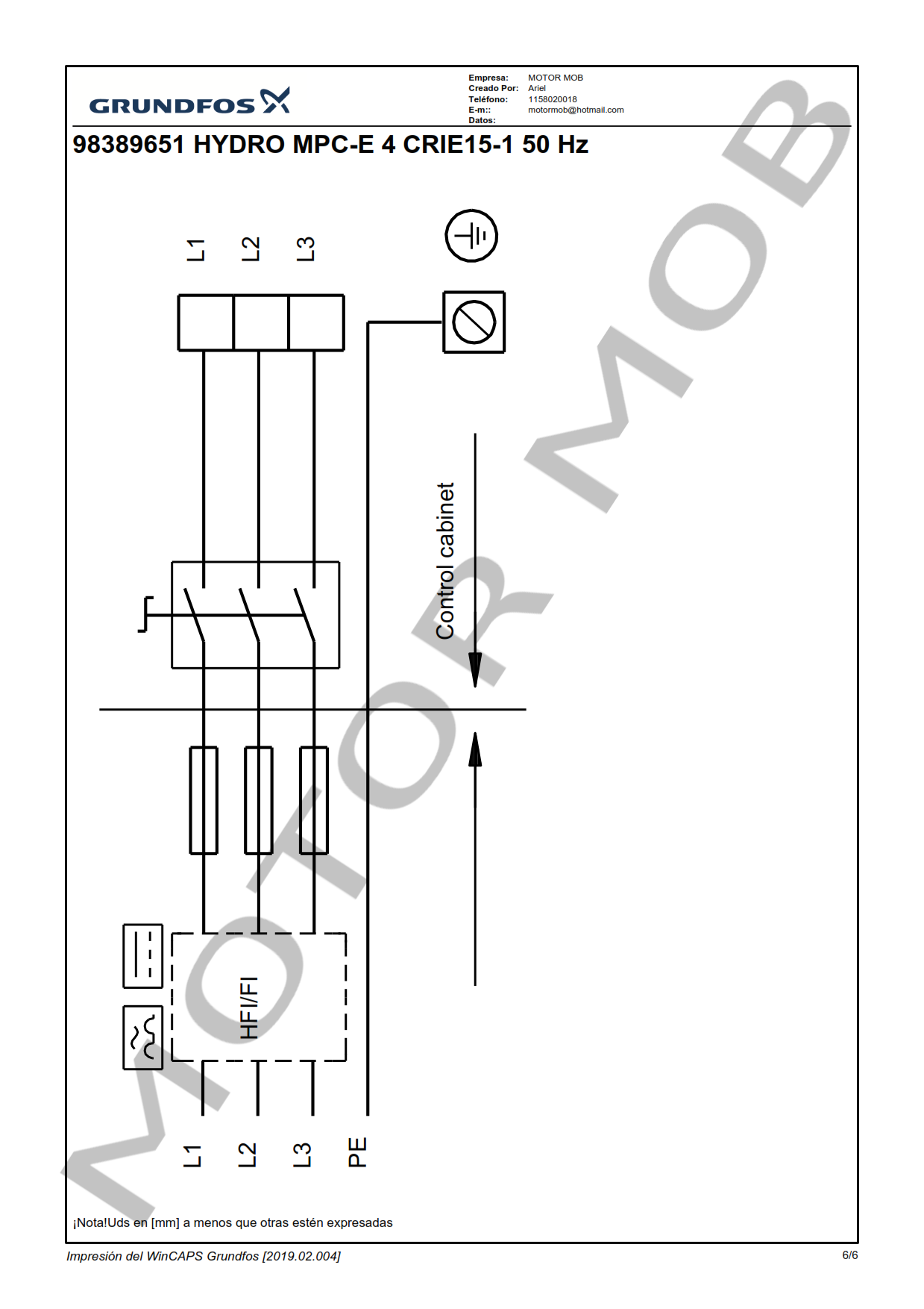 GRUNDFOS HYDRO MPC-E CRE 15-1 ARTICULO 98389651 MOTOR MOB_006