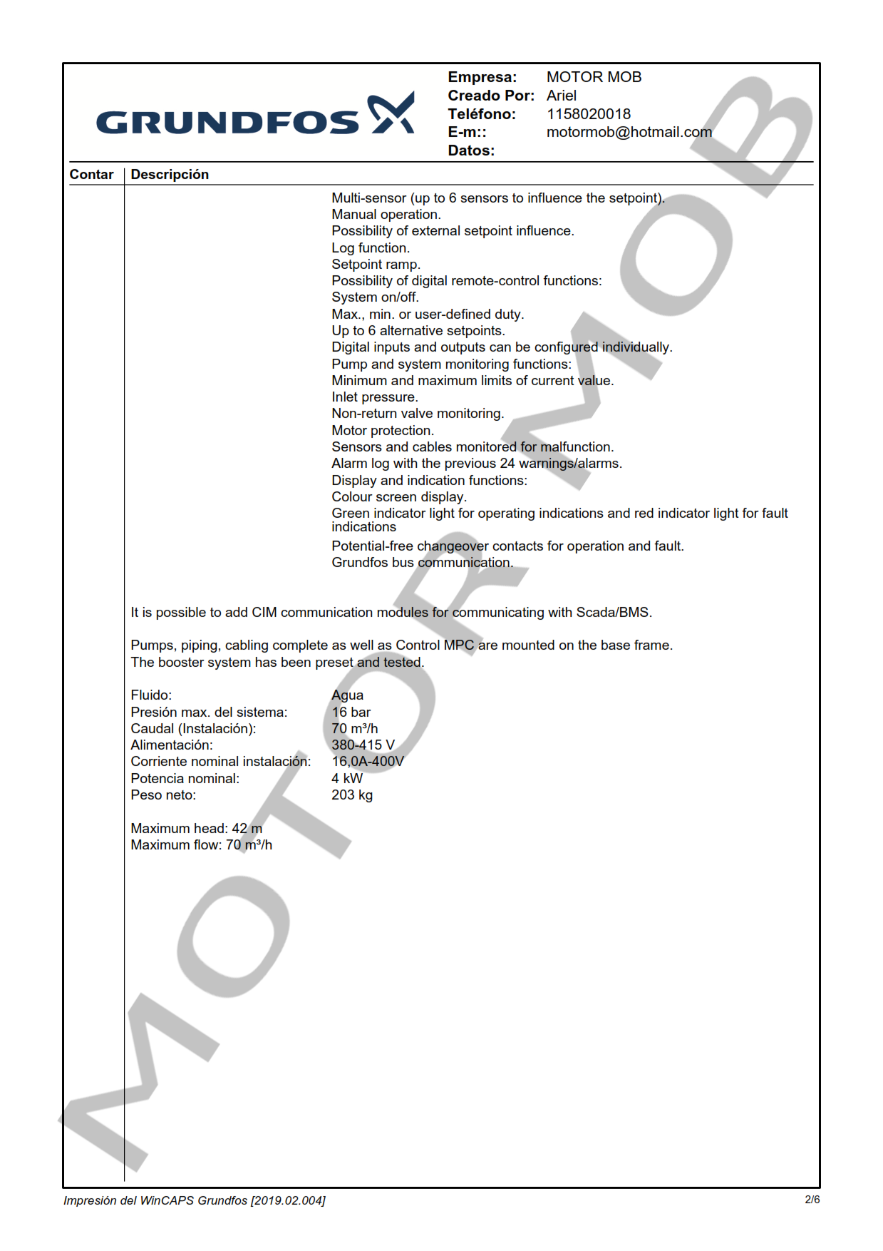 GRUNDFOS HYDRO MPC-E CRE 20-2 ARTICULO 99166927 MOTOR MOB_002