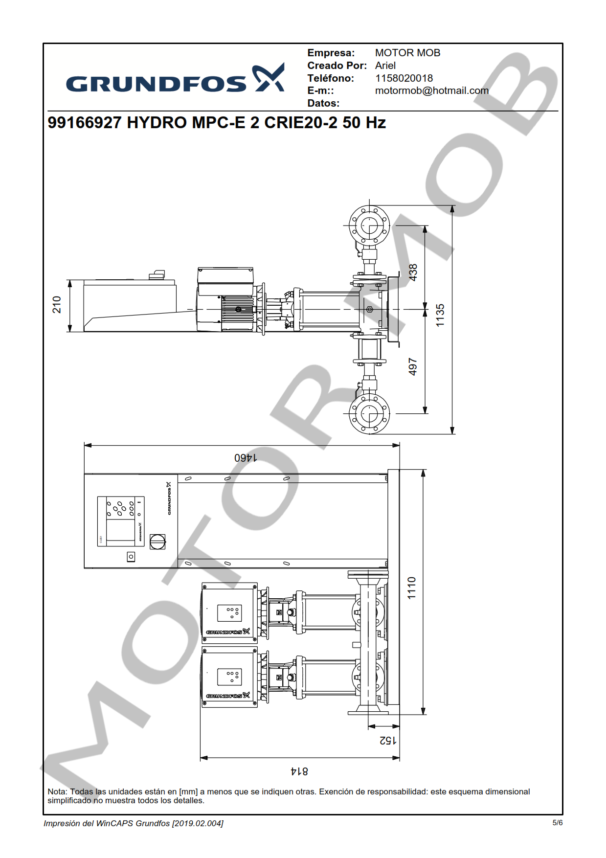 GRUNDFOS HYDRO MPC-E CRE 20-2 ARTICULO 99166927 MOTOR MOB_005