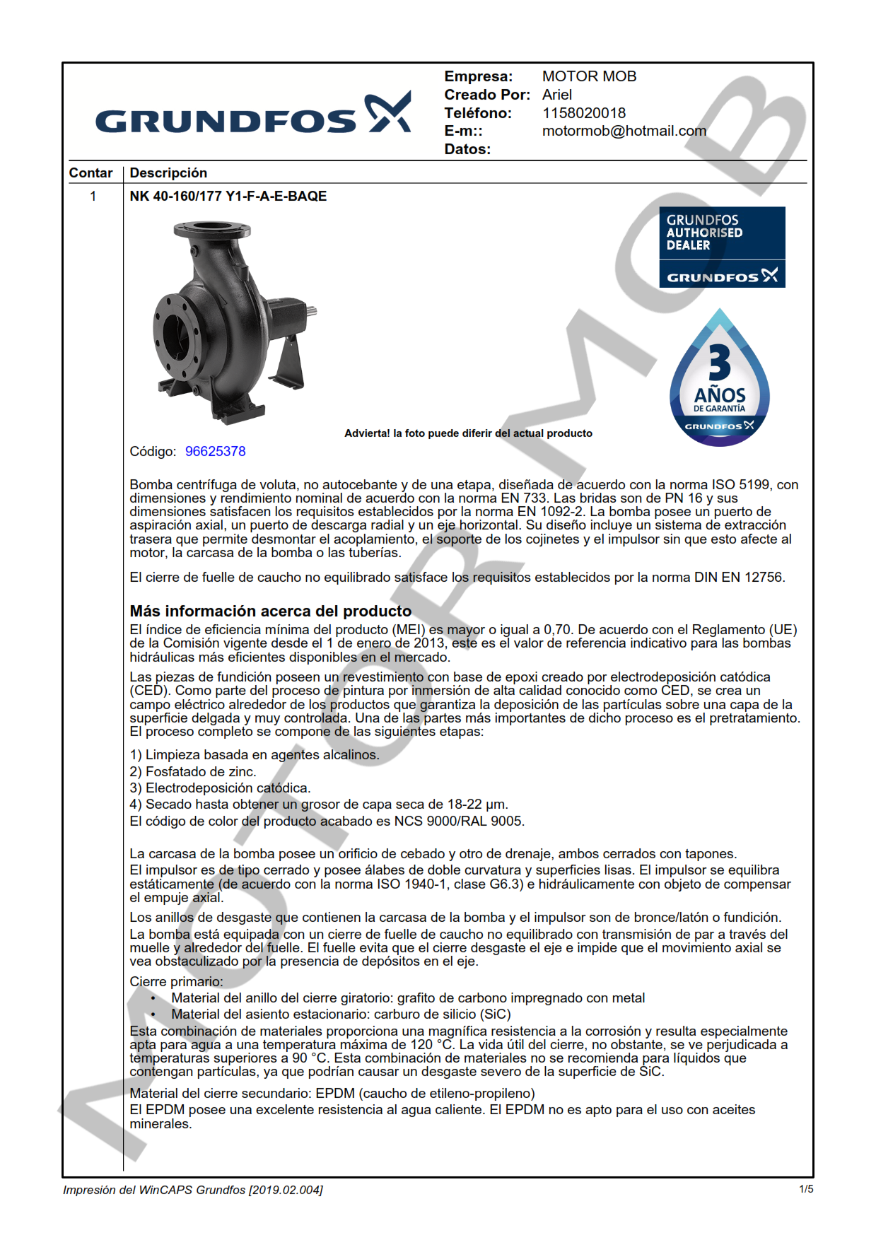 GRUNDFOS NK 40-160 ARTICULO 96625378 MOTOR MOB_001