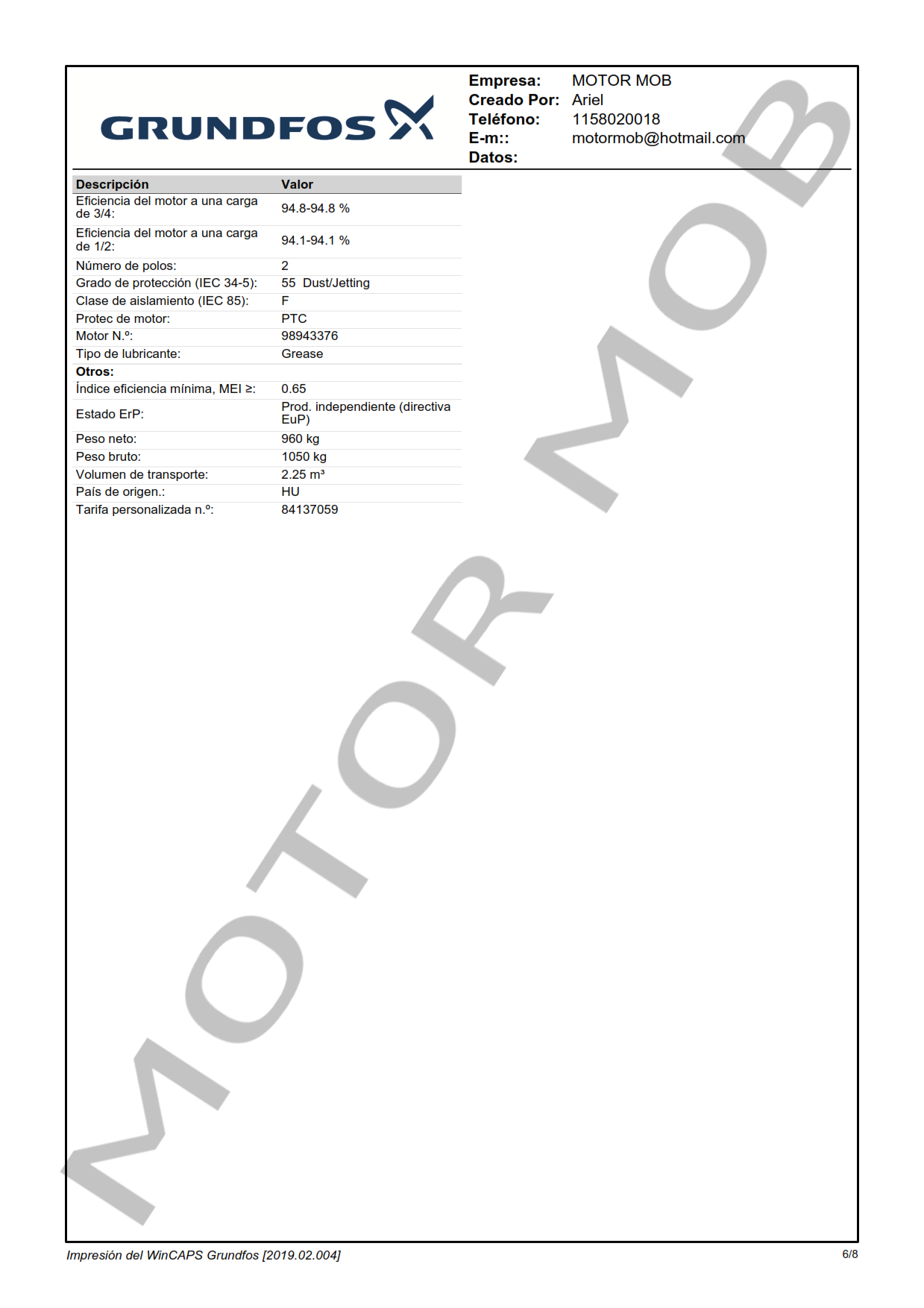 GRUNDFOS NK 65-315295 ARTICULO 98313050 MOTOR MOB_006