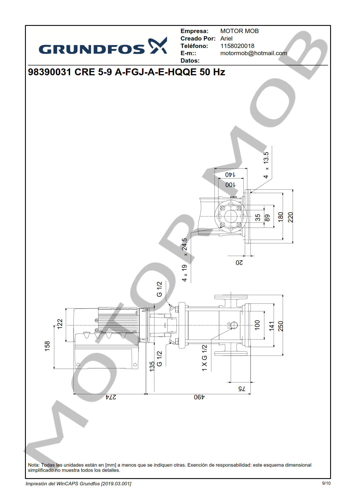 GRUNDFOS CRE5-9 A-FGJ-A-E-HQQE 3×380-500 60HZ ARTICULO 98390031 MOTOR MOB_009