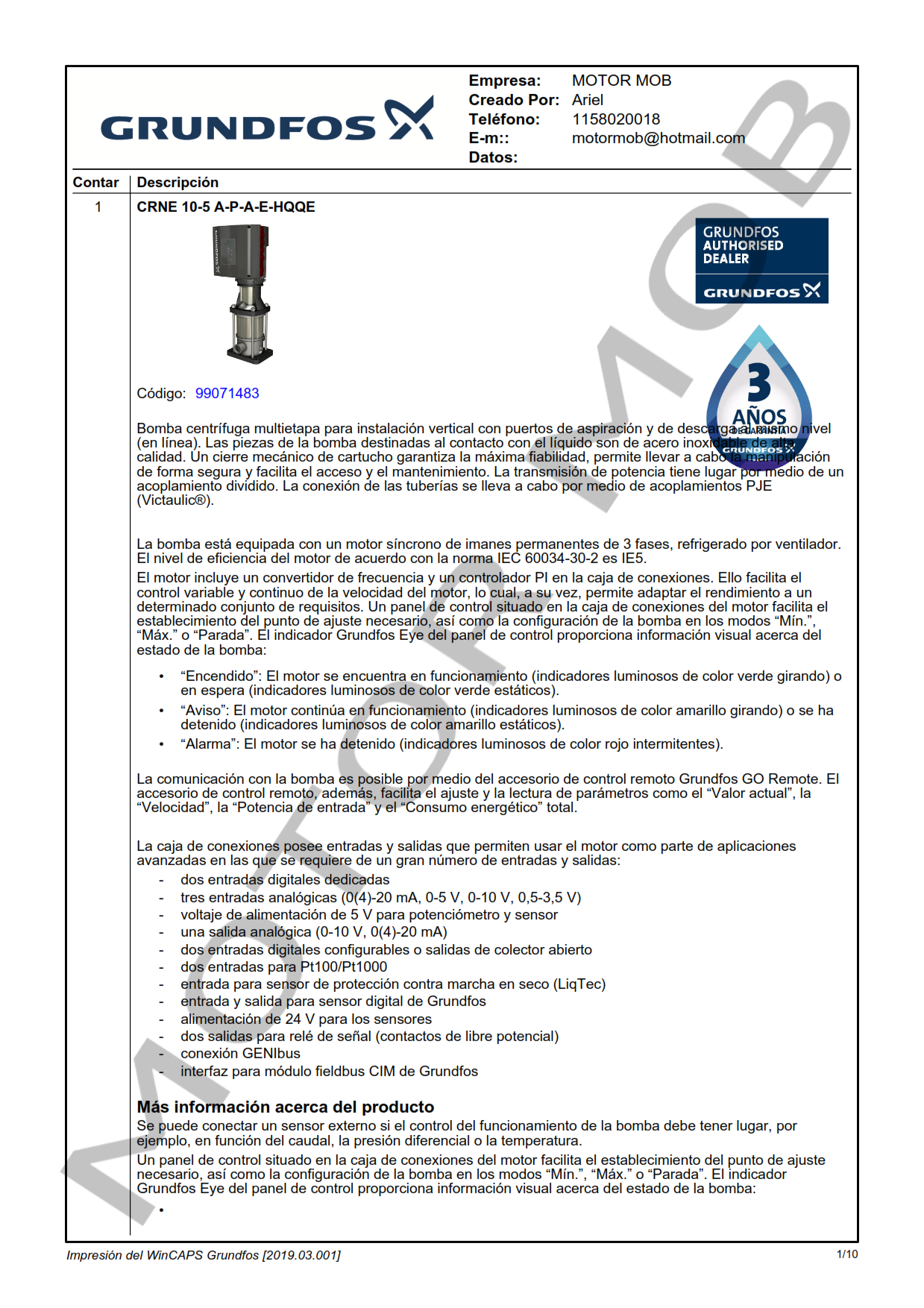 GRUNDFOS CRNE10-05 A-P-G-E-HQQE ARTICULO 99071483 MOTOR MOB_001