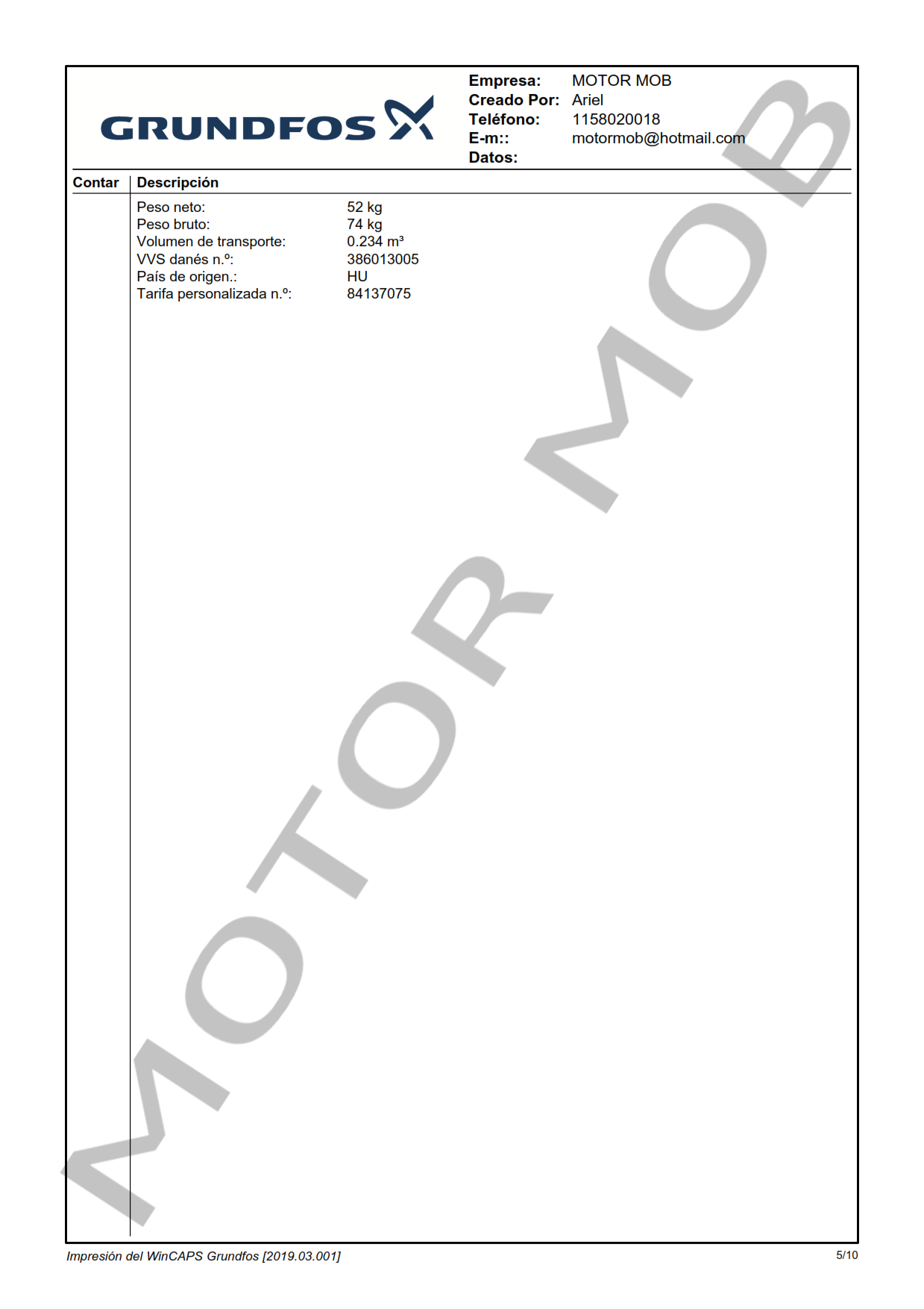 GRUNDFOS CRNE10-05 A-P-G-E-HQQE ARTICULO 99071483 MOTOR MOB_005