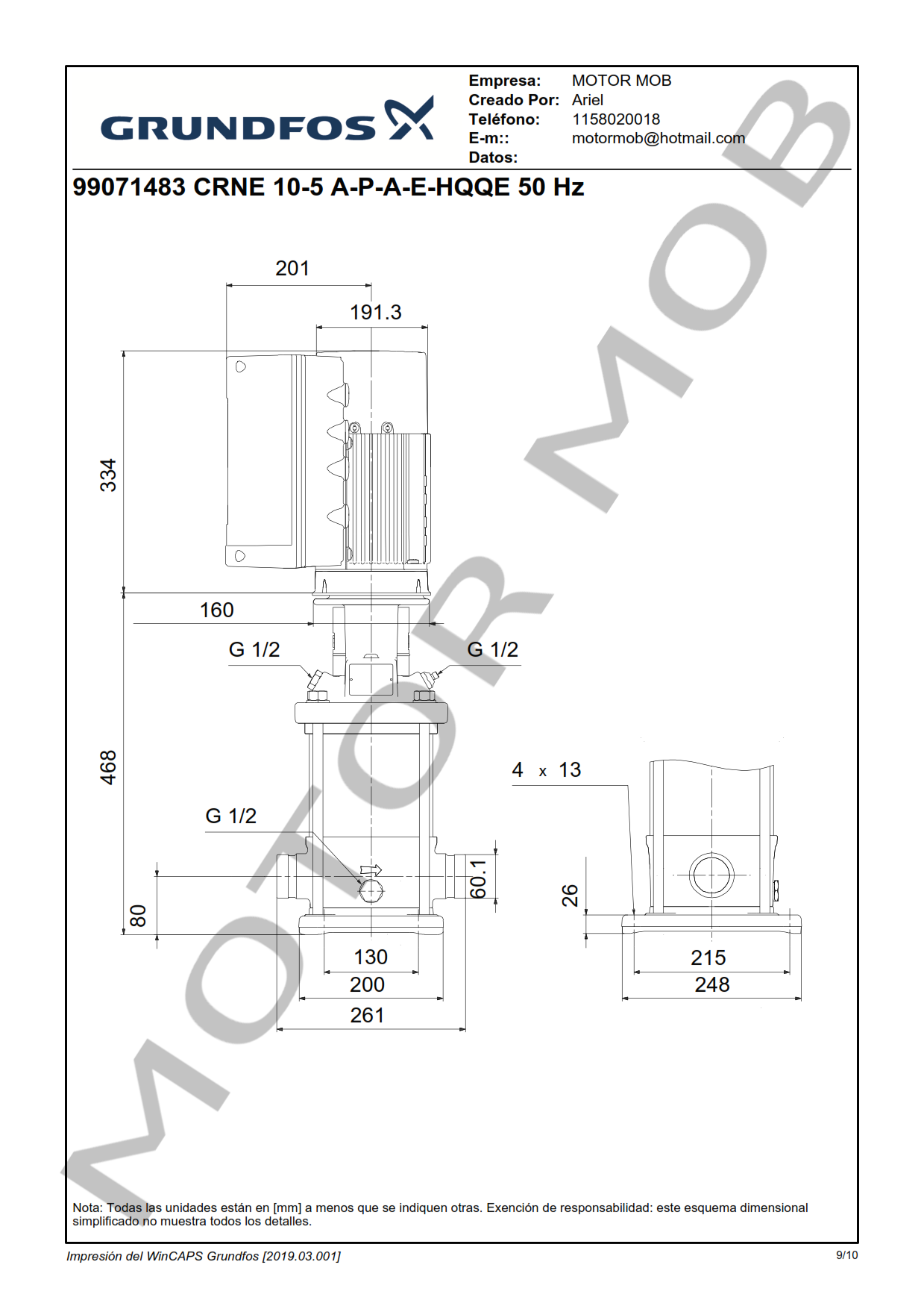 GRUNDFOS CRNE10-05 A-P-G-E-HQQE ARTICULO 99071483 MOTOR MOB_009