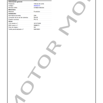 GRUNDFOS ISOLATING VALVE DN65 PN1016 ARTICULO 96002010 MOTOR MOB_002