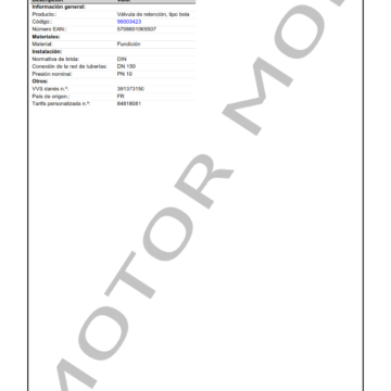 GRUNDFOS NON-RETURN BALL VALVE DN150PN10 ARTICULO 96003423 MOTOR MOB_002