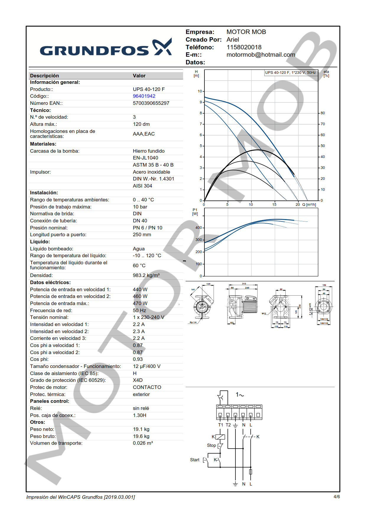 BOMBA CIRCULADORA PARA CALEFACCION Y REFRIGERACION GRUNDFOS UPS 40-120F ...