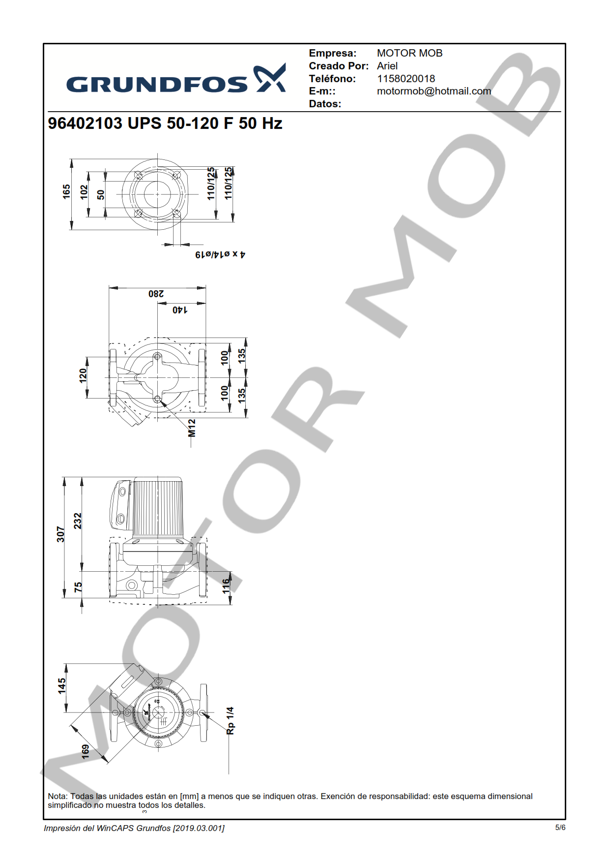 BOMBA CIRCULADORA PARA CALEFACCION Y REFRIGERACION GRUNDFOS UPS 50-120F ...