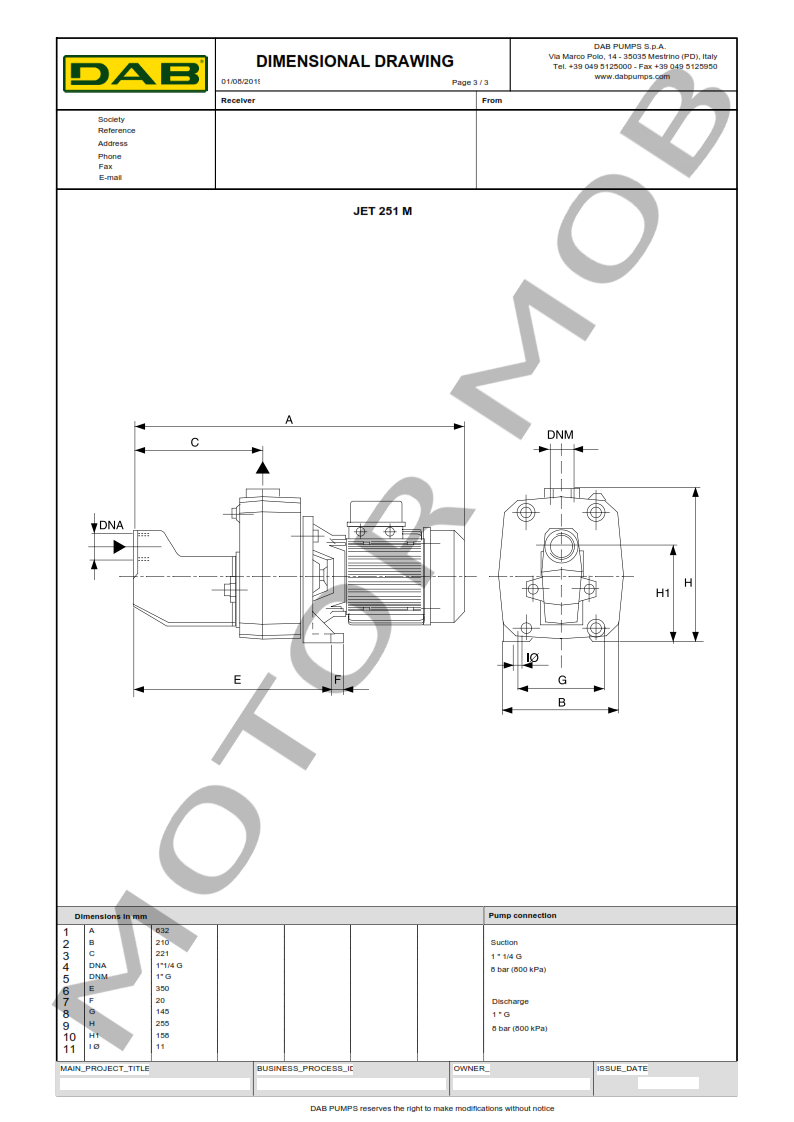 BOMBA DAB JET 251 M – Circuladora – Monofasica – Art 102160092_003